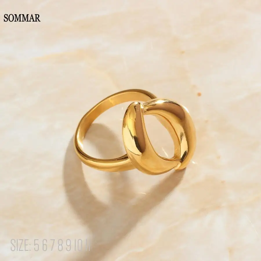 SOMMAR 2021 trend Gold Vermeil Female Friend wedding rings Fashion simplicity double moons prices in euros Factory Wholesale | Украшения и