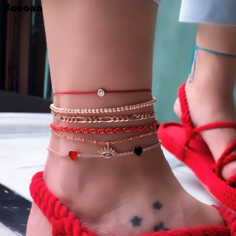 docona 7pcs/set Bohemian Black Red Heart Anklet for Women Crystal Eye Charms Anklets Foot Tobilleras Jewelry Accessories 8853 docona 7pcs/set Bohemian Black Red Heart Anklet for Women Crystal Eye Charms Anklets Foot Tobilleras Jewelry Accessories 8853