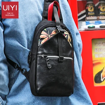 

UIYI Men's chest bag Japanese PVC shoulder bag sac de poitrine Messenger Shoulder Bag Casual Print Bags Bolso de los hombres