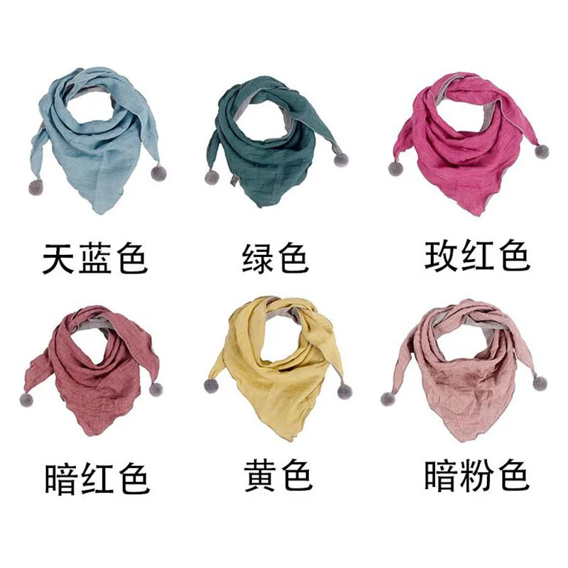 

Spring Baby Girls Solid Triangle Scarves Autumn Winter Boys Girls Shawl Children Cotton Neck Collars Warm Kids Neckerchief