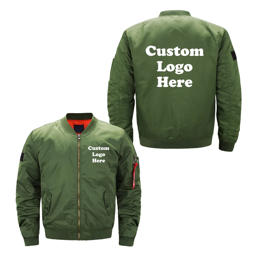 2024 Custom Logo Design Men Jacket DIY Printing Zipper Solid Color Loose Fitting Male Coat Thicken Jacket Unisex Outerwear