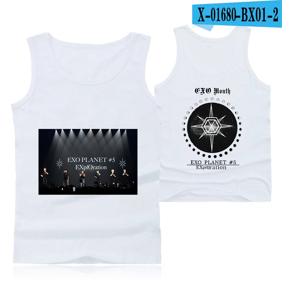 EXO PLANET#5 Модная стильная хипстерская Повседневная Удобная популярная летняя одежда с круглым вырезом без рукавов для мужчин и женщин - Цвет: K