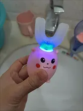 XaoMi-cepillo de dientes eléctrico inteligente de silicona para chicos, ultrasónico, automático, con patrón de dibujos animados, 360 grados