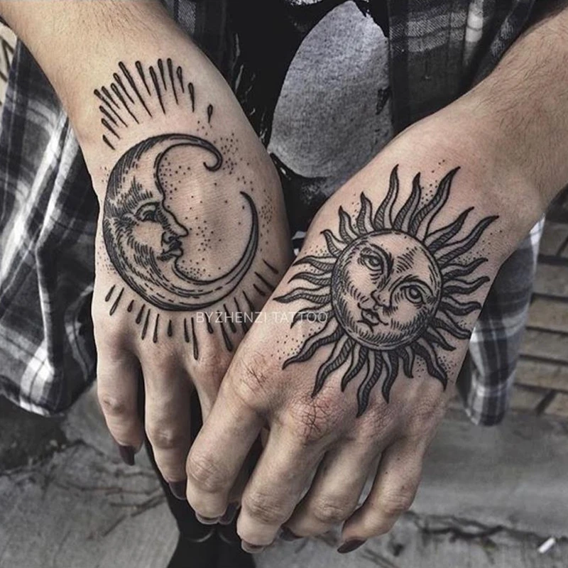 New Dark Sun Moon Tattoo Stickers Waterproof Temporary Tattoo Men And Women Long Lasting Hand Back Fake Tattoo Arm Body Stickers Temporary Tattoos Aliexpress New Dark Sun Moon Tattoo Stickers Waterproof Temporary Tattoo Men And Women Long Lasting Hand Back Fake Tattoo Arm Body Stickers Temporary Tattoos Aliexpress