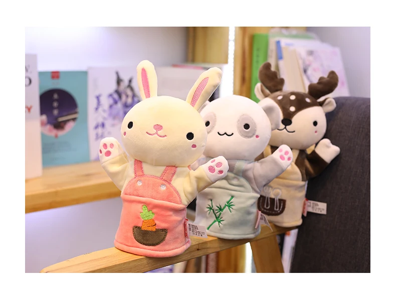 Мультяшные плюшевые игрушки животные ручной пальчиковые куклы кролик панда Альпака коала Сика олень игрушечные Слоны Дети Мальчики Девочки Подарки для детей