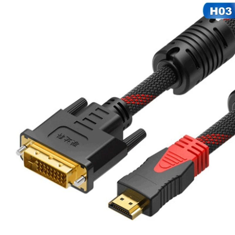 1 м 1,5 м 2 м 3 м 5 м 10 м HDMI к DVI DVI-D кабель 24+ 1 pin адаптер Кабели 1080p для lcd DVD HDTV xbox PS3 Высокоскоростной hdmi кабель