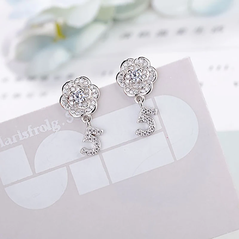 Полностью хрустальные серьги подвески в виде букв камелии 5 для женщин маленькие