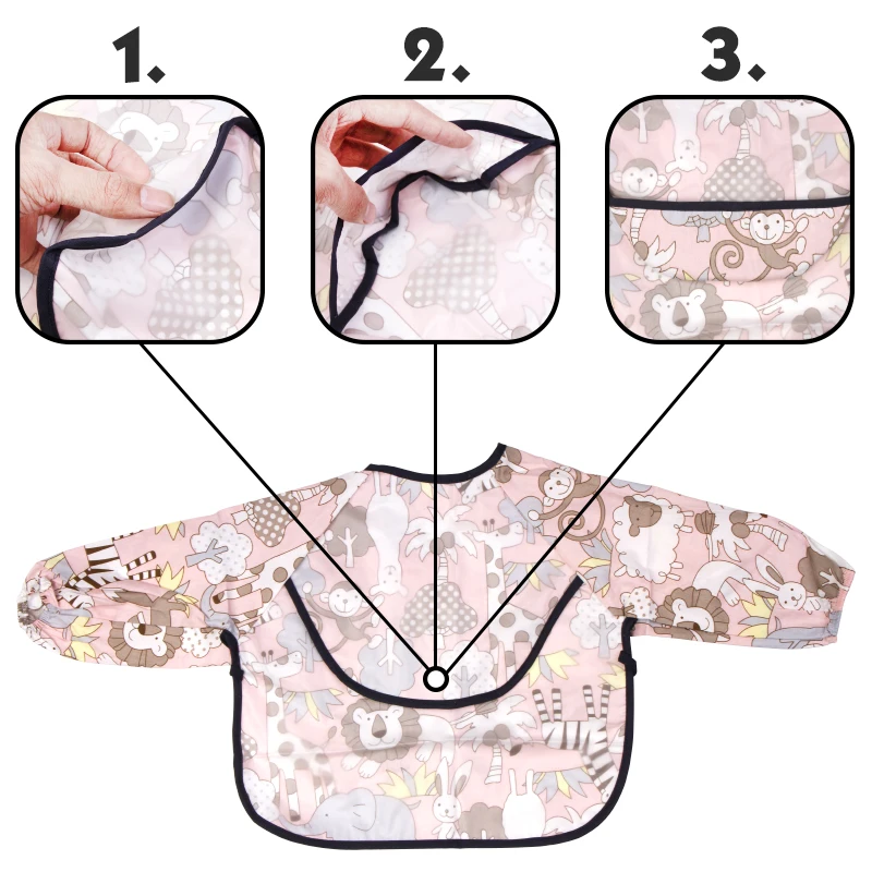 Qshare Baby Bibs Waterproof Apron Long Sleeve Art Smock for Kids Baby Stuff Chest Protection Feeding Bibs Infant Burp Cloths