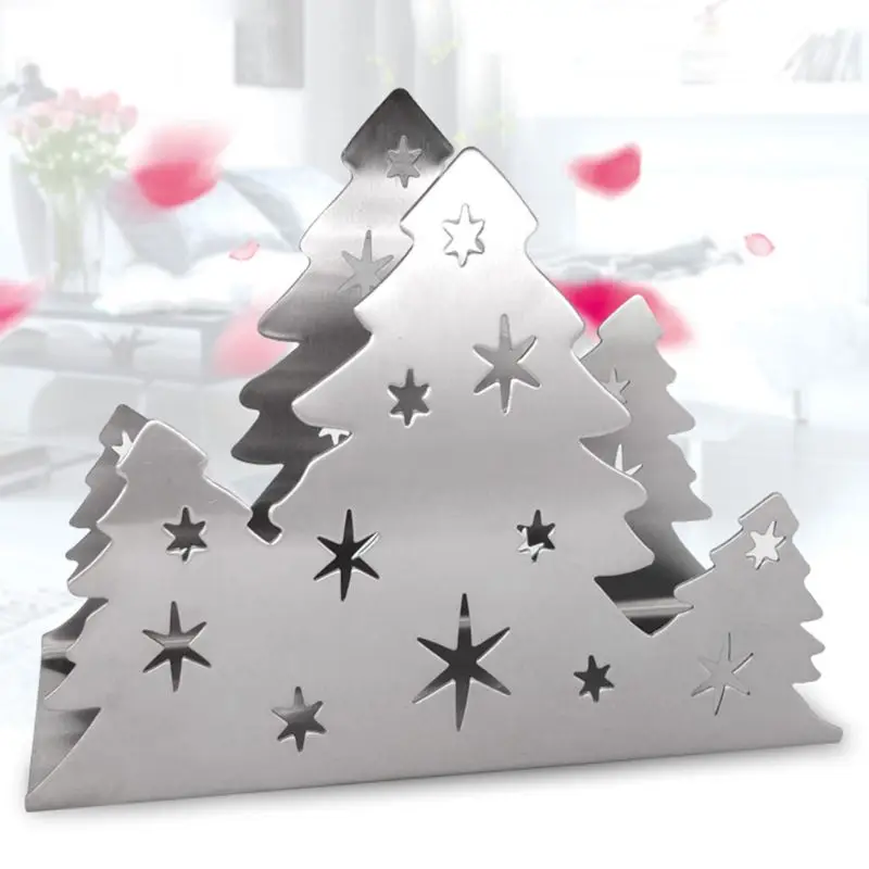 

Stainless Steel Napkin Holder Tissue Stand Rack Paper Serviette Dispenser for Christmas Dining Table Kitchen Counter Decoration