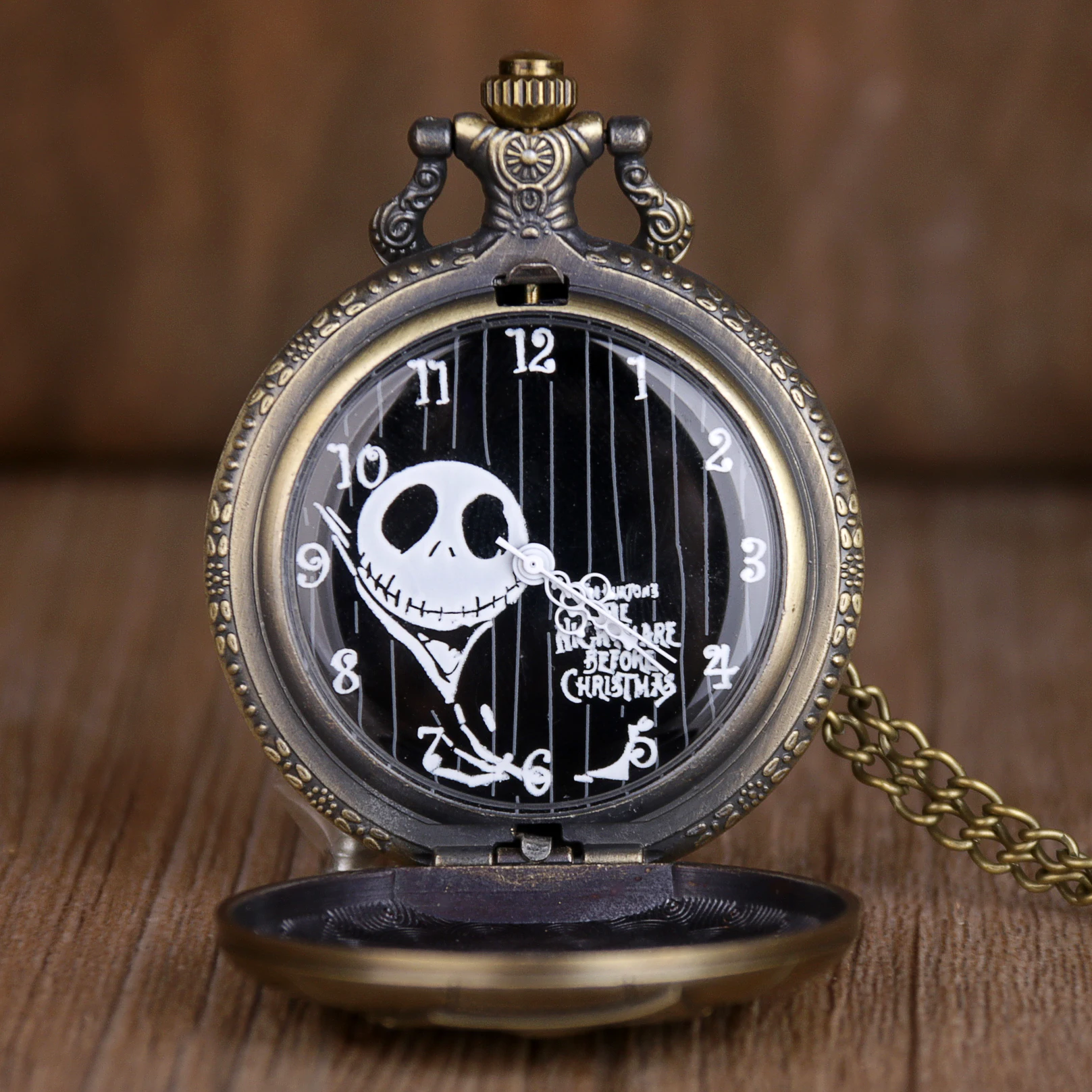 Новинка, карманные часы Jack Skellington с черепом, Кошмар перед Рождеством, кварцевые карманные часы с цепочкой, женские и мужские подарки