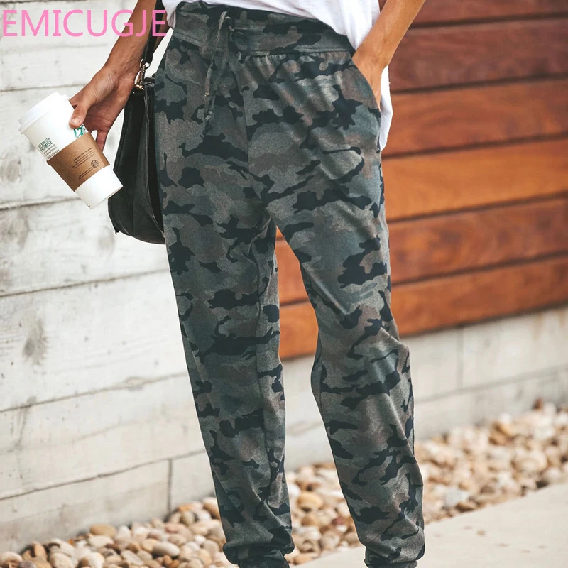 

Casual Printed Woman High Waist Pants Sexy Slim Straps Camouflage Printed Casual Pants Fashion New Style