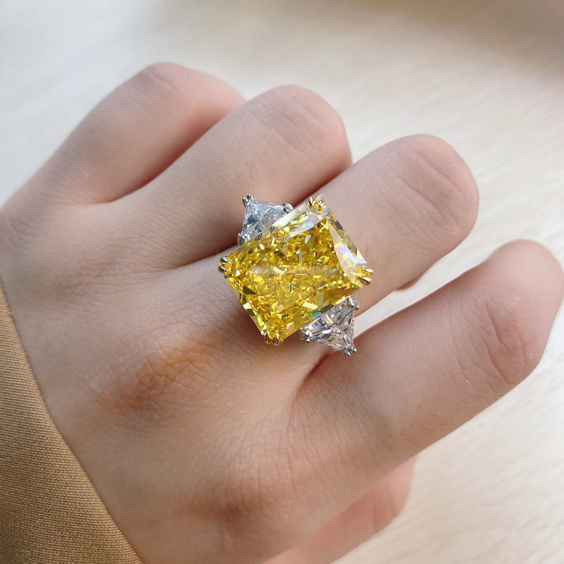 OEVAS 100% 925 Sterling Silver Luxury 13*16mm Topaz High Carbon Diamond Bridal Rings Sparkling Wedding Party Fine Jewelry Gifts