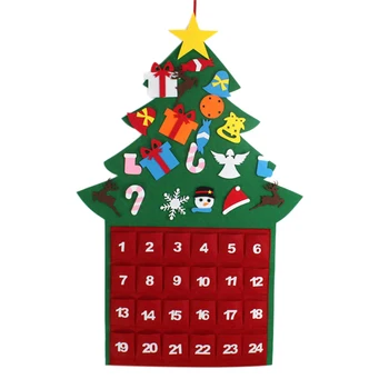 

PPYY NEW -Felt Christmas Tree Ornaments Advent Calendar Set DIY Xmas Countdown Decorations Wall Door Hanging Gift for Kids