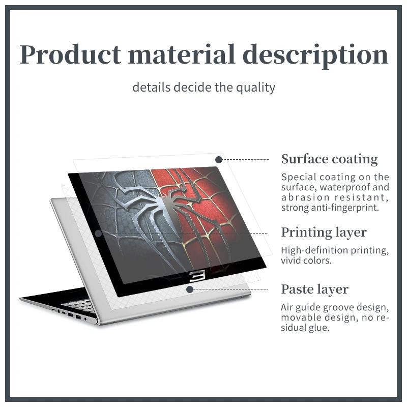 Capa Faça Você Mesmo Computador Portátil Skins Adesivos Notebook Pvc Skin13.3 14 15.6 17.3 Vinil Legal Adesivos Decorar Decalque para Macbook Lenovo Asus hp - Imagem 2