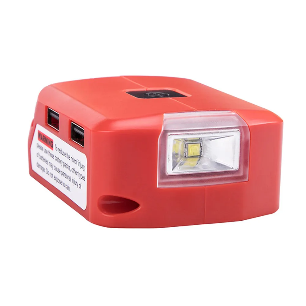 

Dual USB Ports Output 5V 2.1A/12V 2A Adapter With 3W LED Light for Milwaukee 14.4/18v Battery