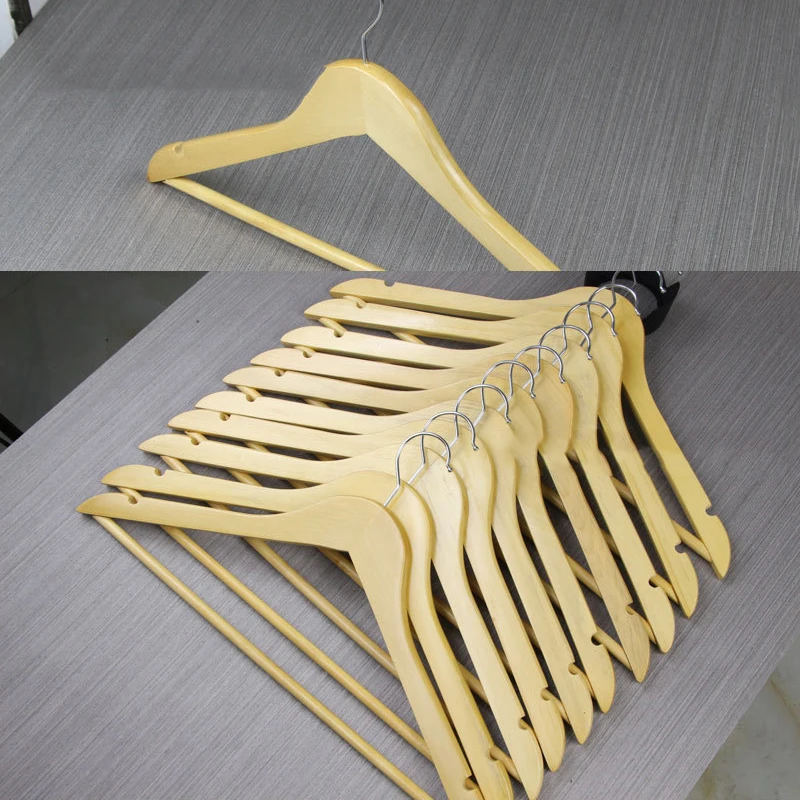 

10pcs WOODEN HANGERS COAT SUIT GARMENT CLOTHES WARDROBE WOOD HANGER TROUSER