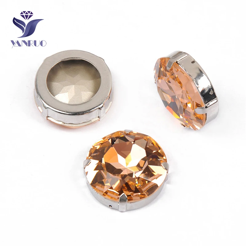 

YANRUO 1201 27 мм светильник лый персиковый круглая стеклянная Стразы с закрепкой задней части Пришивные Кристаллы Стразы для одежды аксессуары