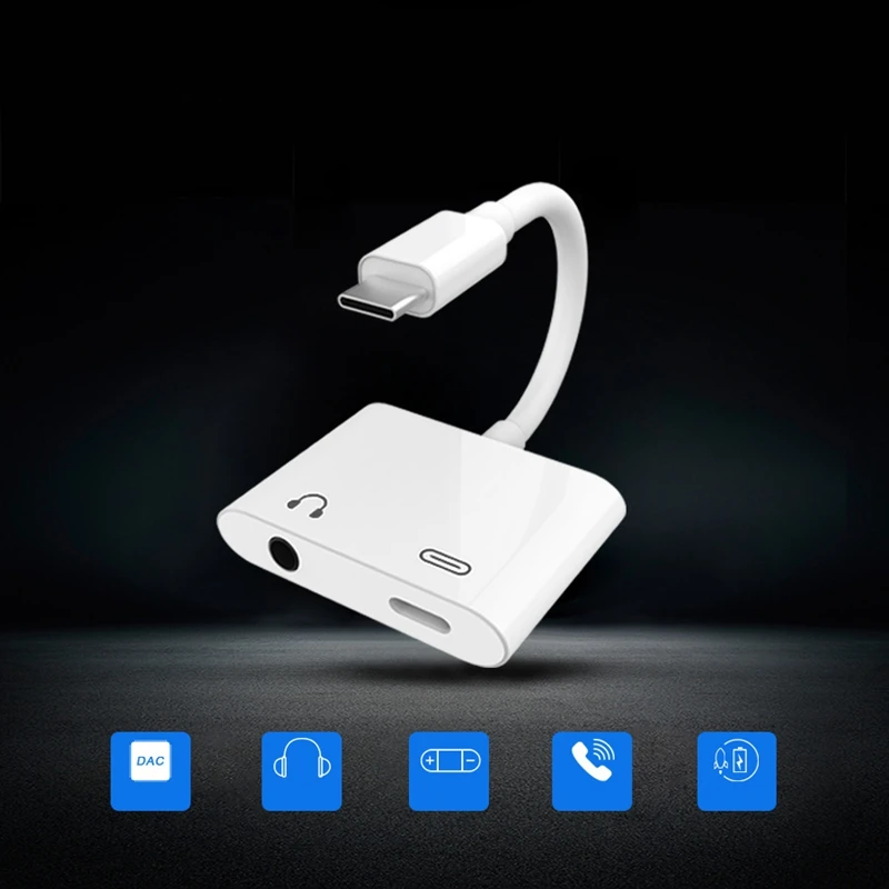FFYY-2 в 1 Usb type-C адаптер на 3,5 мм разъем для наушников+ зарядка поддерживает аудио и зарядки Usb type-C аудио с зарядкой для