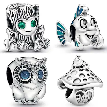 

Sparkling Owl Tree Monster Little Mermaid Flounder Mushroom & Frog Beads Fit Pandora Bracelet 925 Sterling Silver Charm Jewelry