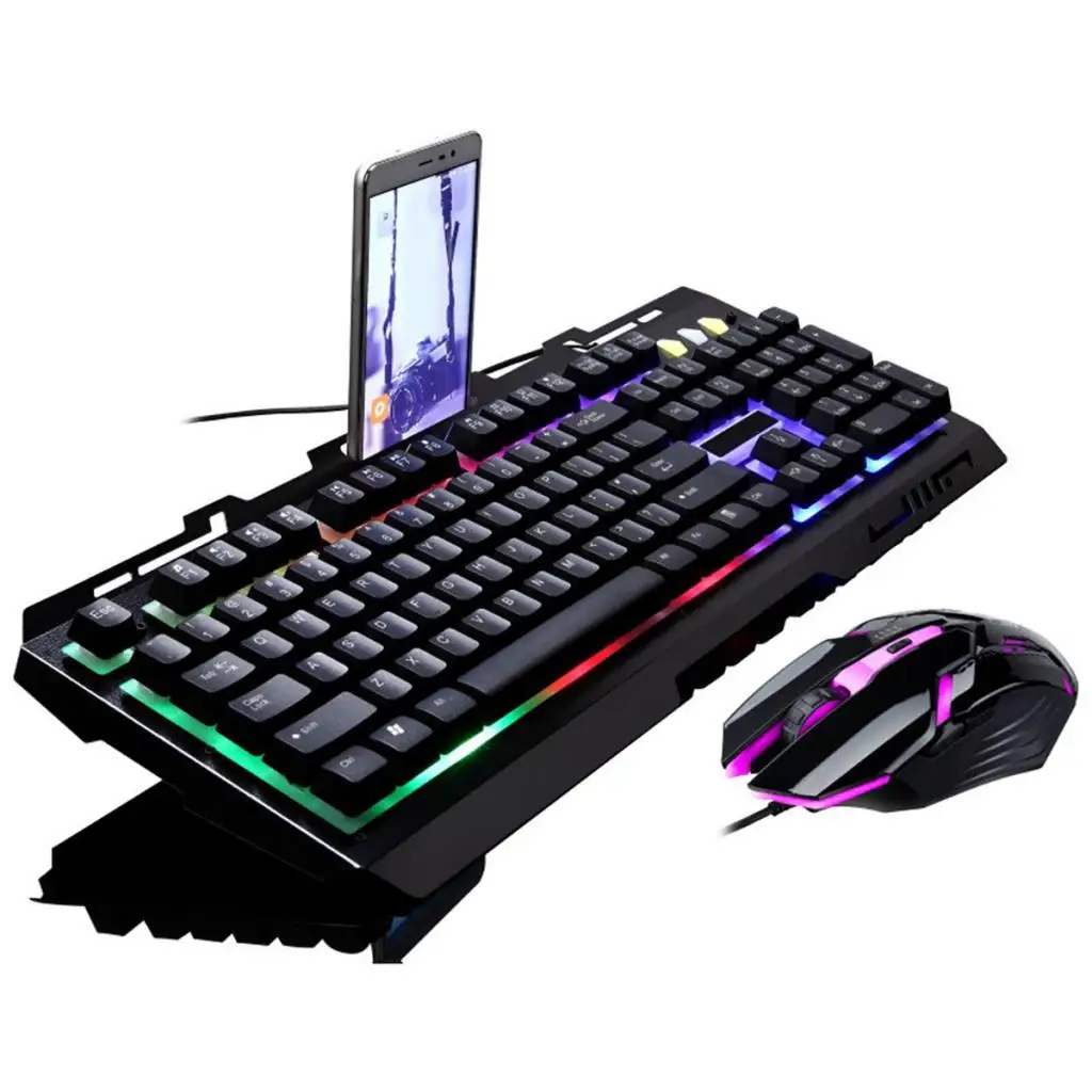 Профессиональный Красочный светодиодный Набор игровой клавиатуры и мыши с подсветкой, USB Проводная мышь, мыши, комбинации клавиш для компьютера, рабочего стола
