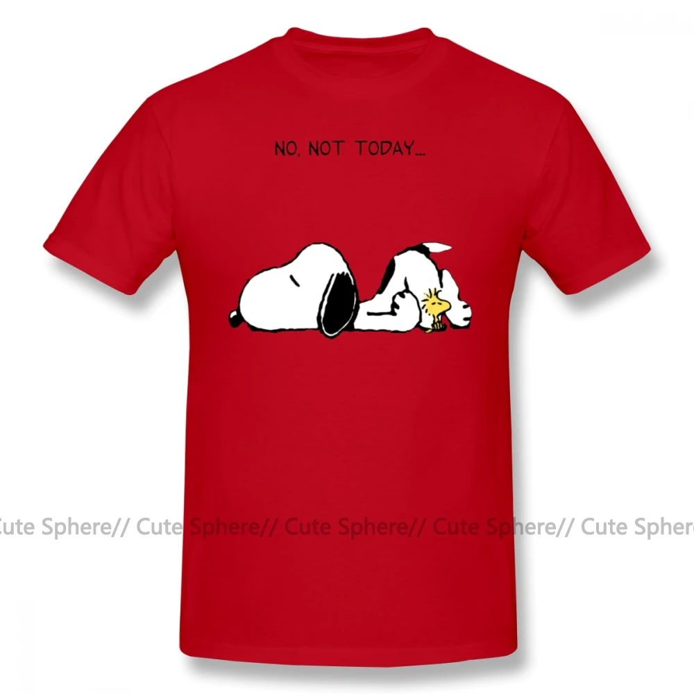 Футболка Peanuts, футболка No Not Today, Мужская большая футболка, Повседневная забавная футболка с коротким рукавом, 100 хлопок, графическая футболка - Цвет: Red