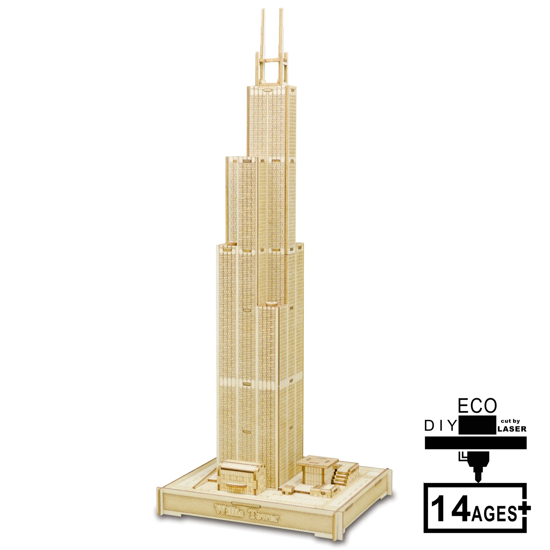 

Laser Cutting Wooden 3D Puzzle Model Jigsaw Puzzle Boxed Sears Tower