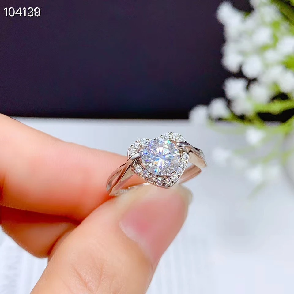 

2020 newest heart style crackling moissanite ring for women jewelry engagement ring for wedding 925 silver birthday date gift