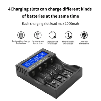 

4 Slots Battery Charger 18650 Multi-function Li-ion Li-fe Ni-MH Ni-CD Smart Charger for AA/AAA/18650/26650/6F22/16340/9V Battery