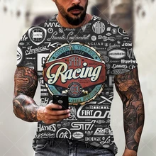 Camiseta con estampado 3D, Camiseta holgada grande, diseño de motocicleta de carretera, tendencia de moda, novedad en verano 2021