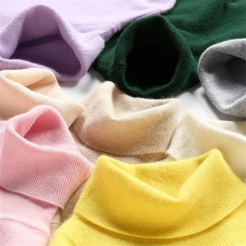 

pure wool cashmere high collar shirt collar piles of autumn and winter women's long-sleeved sweater warm sweater hedging