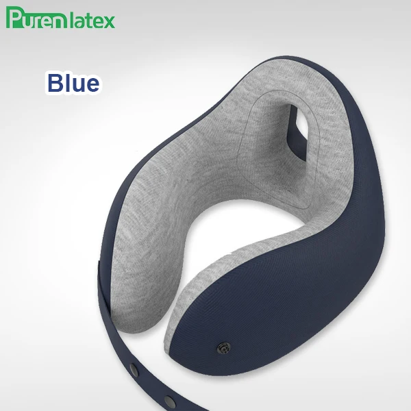 PurenLatex комфортная дорожная подушка с эффектом памяти u-образная подушка для поддержки шеи Расслабляющая и Спящая для самолета поезда автомобиля автобуса офисного сна - Цвет: Blue