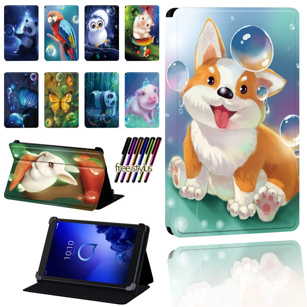 

Animal Letter Case for Alcatel 1T 7 10 / 3T 8 10 / A3 10 Tablet Anti-fall Lightweight Protective Case Cover + Stylus
