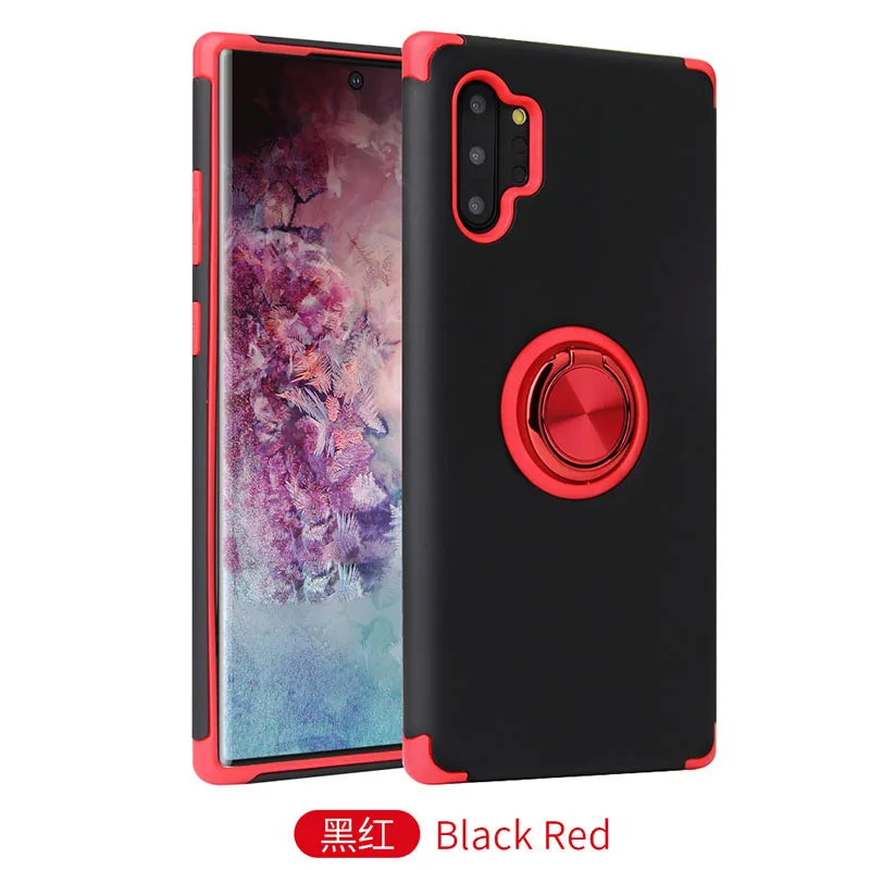 Black Red Металлическое кольцо кронштейн силиконовый чехол для SamSung S 10 плюс 10E 10 A50 A70 A10E A20E A10 A20 A30 M10 Примечание 10 плюс - Цвет: Black Red