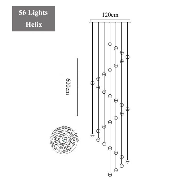56 Lights helix Современный G4 Светодиодный светильник Pandant, несколько лестничные светильники, модные светильники для гостиной, спальни, ресторана, столовой, кухни, освещение - Цвет корпуса: 56 Lights helix
