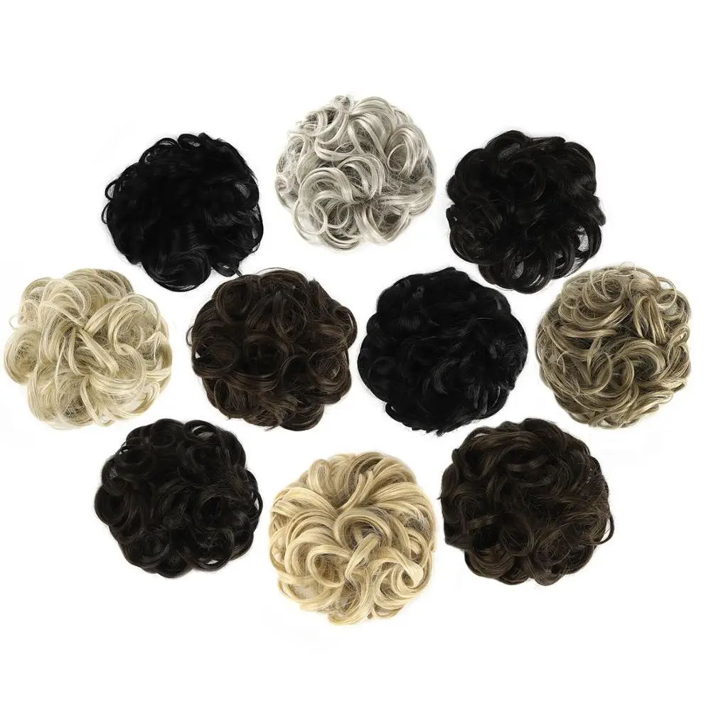 NeitsiSynthetic Hair Bun Messy Curly Scrunchie Chignon с эластичной лентой Updo shairpieces For Women Heat