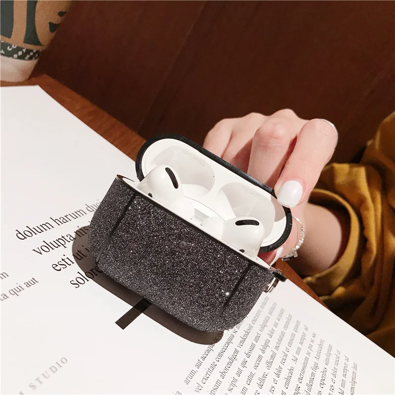 Блестящий блестящий кожаный чехол для apple Airpods Pro Чехол беспроводной Bluetooth для apple airpod Pro силиконовый чехол