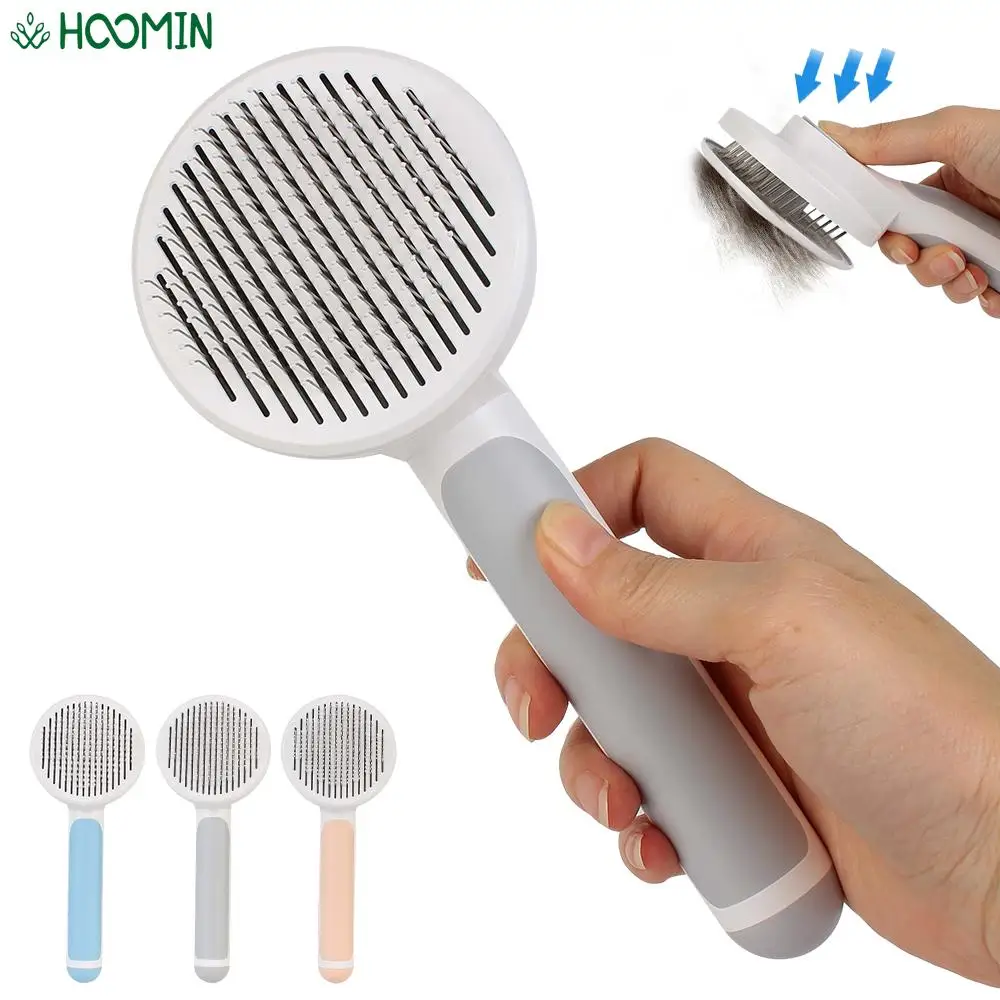 Plastic Self Cleaning Brush Pet Comb Cat Hair Cleaner Cleaning and