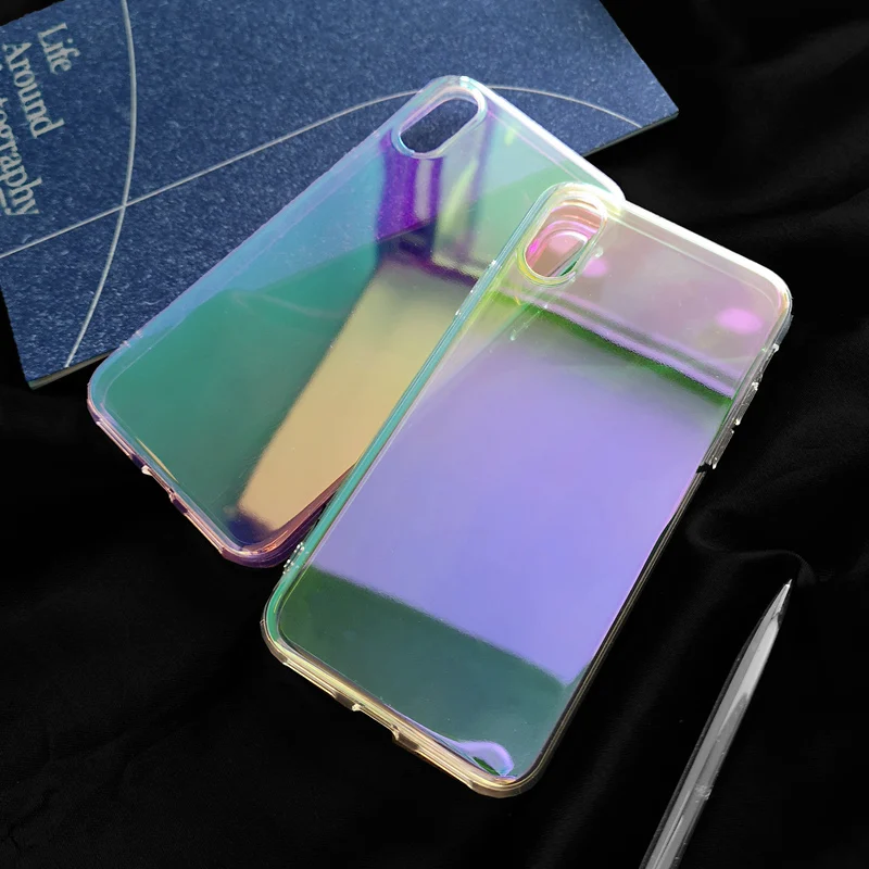 XBXCase блестящая Лазерная Фиолетовый Прозрачный чехол для iPhone X XS Max XR 11 Pro Max 8 6 6S 7 Plus Мягкий светоотражающий термополиуретан зеркальная крышка