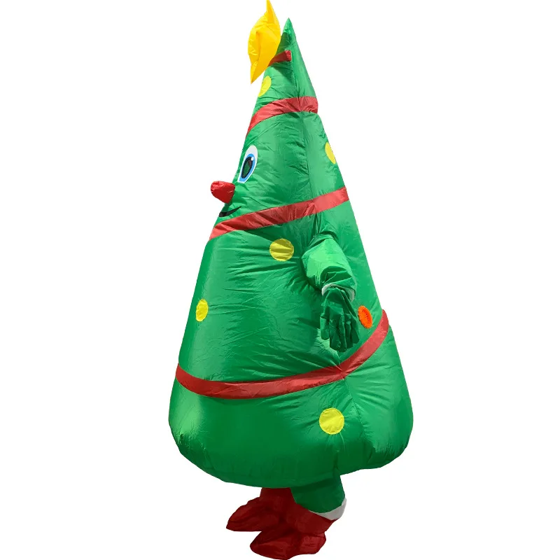 Рождество мультфильм кукла костюм надувной Санта Клаус наряжаться Реквизит Смешные надувные Рождество с деревом одежда