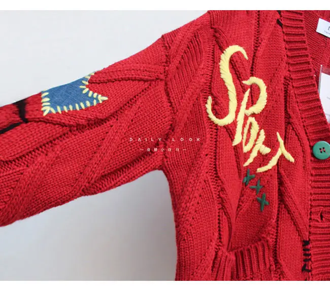 Oversized Embroidered Knit Cardigan