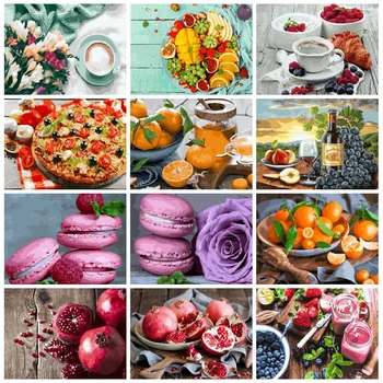 

Huacan Full Drill Diamond Painting Scenery Decorations For Home Mosaic Food Embroidery Fruit Handmade Gift