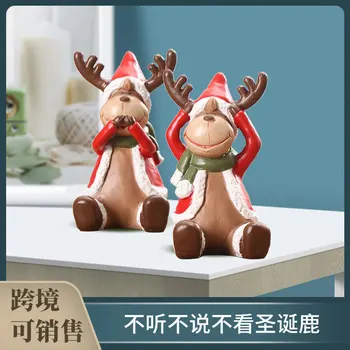 

Creative Home Crafts Nordic Cute Christmas Deer Ornaments Simple Resin Animal Model Figurines Gifts Home Decoration Accessories