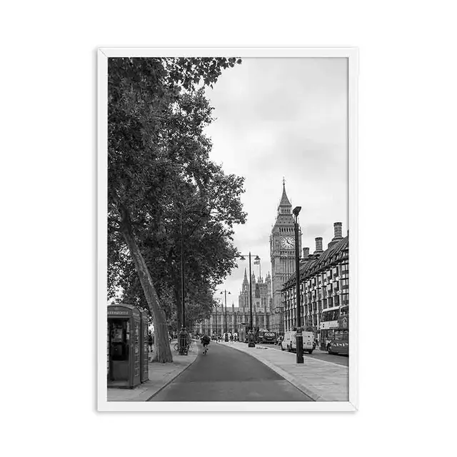 Black and White Europe Cities Photography Wall Art Canvas London Paris Poster Prints Nordic Paintings Picture for Living Room Picture H