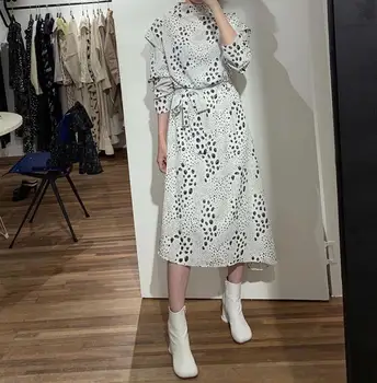 

New Arrival 2020 Women's Fashion leopard print Casual Dress Casual Dress High collar dresses