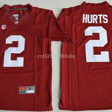 Новое поступление, высокое качество, Jalen Hurts футболка колледжа, Майки#2 Hurts, молодежные майки, S-XL