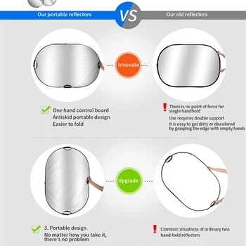 

5 In 1 Photography Lighting Portable Oval Collapsible Outdoor Ergonomics Photo Studio Reflector Travel 80x120cm Multi Disc