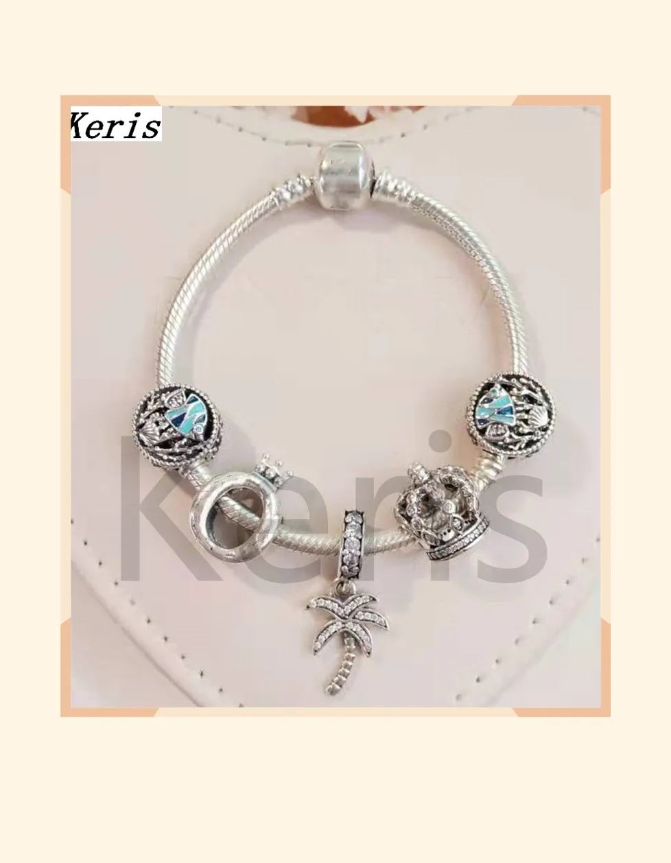 

High Quality 1:1 100% Silver New Crown Coconut Tree Pattern Bracelet For Free Delivery