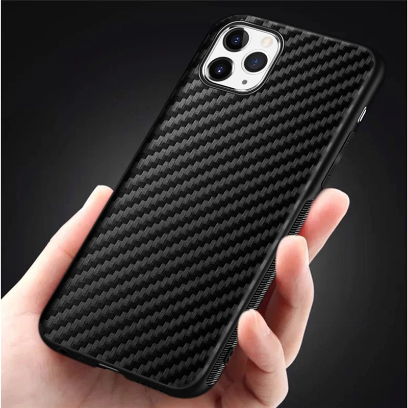 Чехол из углеродного волокна для iPhone 12 Mini 11 Pro XS Max X XR 8 7 Plus 5 5S SE 2020 6 6S Чехлы Мягкий