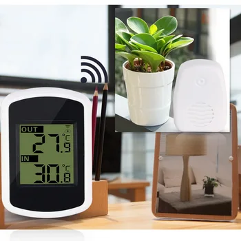 

LCD Wireless Digital Thermometer Indoor and Outdoor Temperature Humidity Meter Hygrometer Thermometer Weather Station Clock