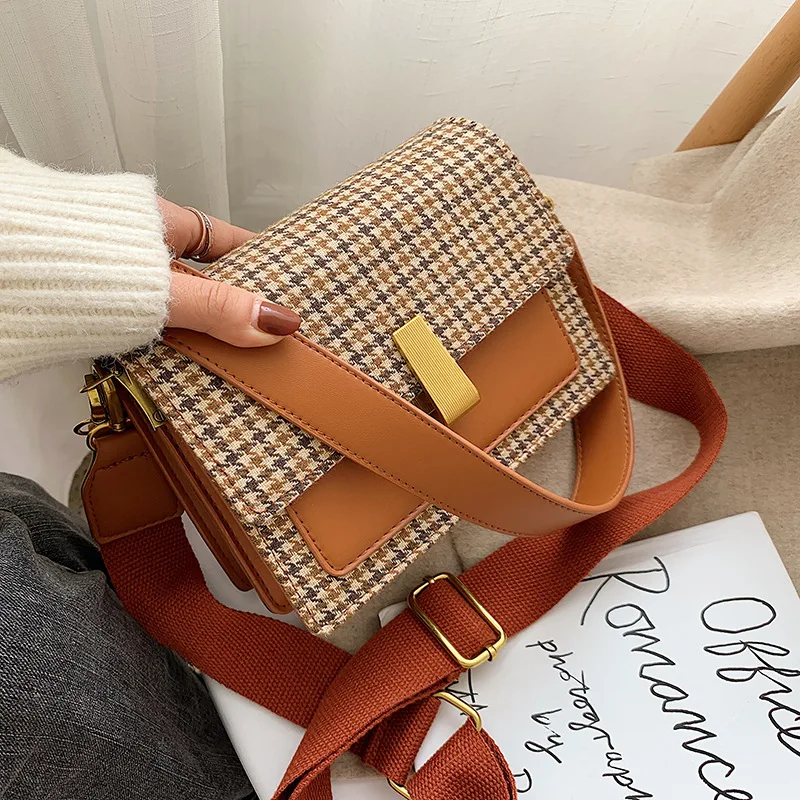 

Autumn And Winter Popular Bag Women's 2019 New Style Fashion Woolen Pattern WOMEN'S Bag Korean-style Versatile Shoulder Square S